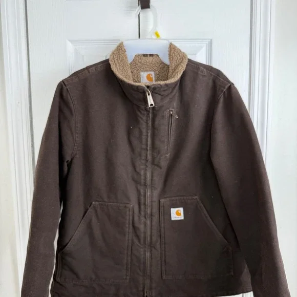 Carhartt Sherpa Lined Jacket Womens Large Brown Workwear Chore Coat Gorpcore - Picture 2 of 8